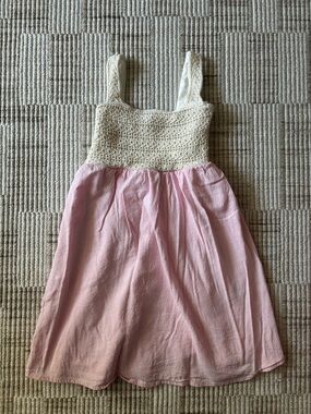 Abercrombie Kids Pink Sundress with Cream Crochet Bodice